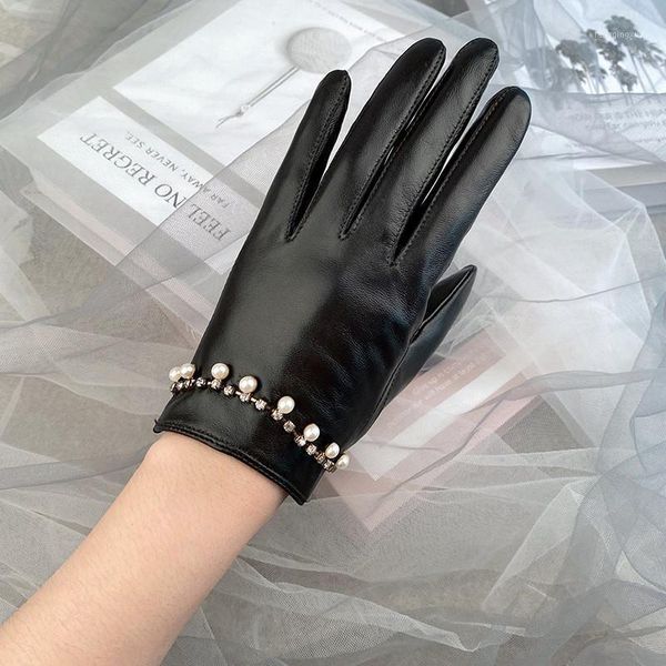 five fingers gloves spring autumn black sheepskin touch screen women personality pearls chain fashion tide accessories gloves1, Blue;gray
five fingers gloves spring autumn black sheepskin touch screen women personality pearls chain fashion tide accessories gloves1, Blue;gray