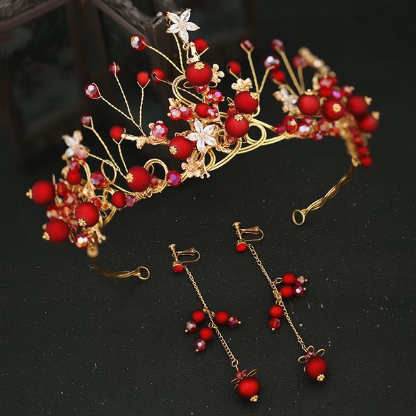 bridal headdress xianmei red hair ornament ear clip korean jewelry super fairy crown wedding dress accessories, Silver