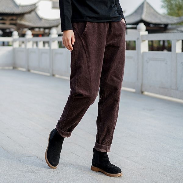 johnature winter loose retro full length elastic waist corduroy harem pants new solid color patchwork pockets women pants 201106, Black;white
johnature winter loose retro full length elastic waist corduroy harem pants new solid color patchwork pockets women pants 201106, Black;white