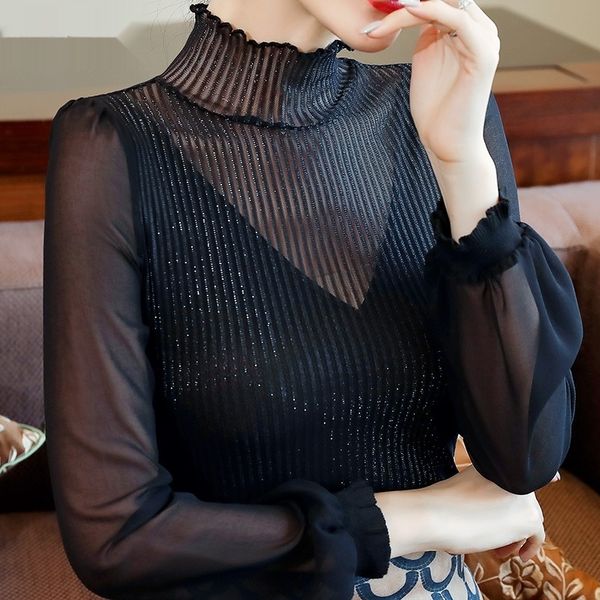 aiyi shopping clothes 2020 autumn new half high coat t- collar mesh bottom shirt women's bright silk long sleeve t-shirt perspective to, White
aiyi shopping clothes 2020 autumn new half high coat t- collar mesh bottom shirt women's bright silk long sleeve t-shirt perspective to, White