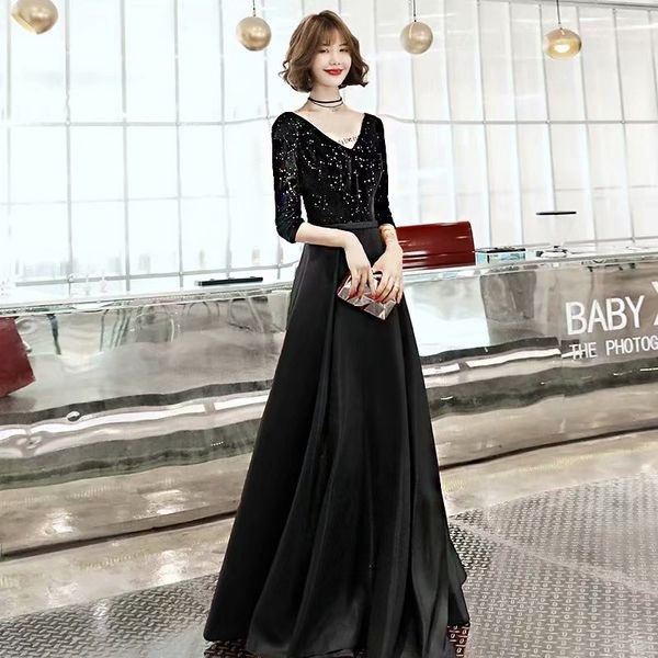 2021 new black evening low-cut v-three quarters line betrothed dressed as wedding robes mqe5, Black;red
2021 new black evening low-cut v-three quarters line betrothed dressed as wedding robes mqe5, Black;red