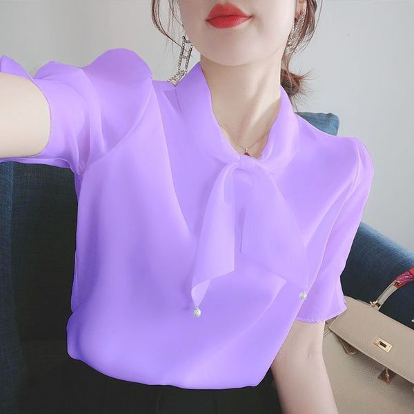 chiffon shirt women's short sleeve 2020 new summer korean loose bow grade french style small fashion
chiffon shirt women's short sleeve 2020 new summer korean loose bow grade french style small fashion