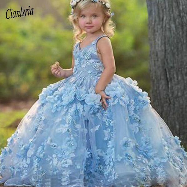 cute blue spaghetti straps flower girls dresses lace appliques with 3d flower bead toddler communion dress puffy kid prom gowns, Red;yellow 
cute blue spaghetti straps flower girls dresses lace appliques with 3d flower bead toddler communion dress puffy kid prom gowns, Red;yellow