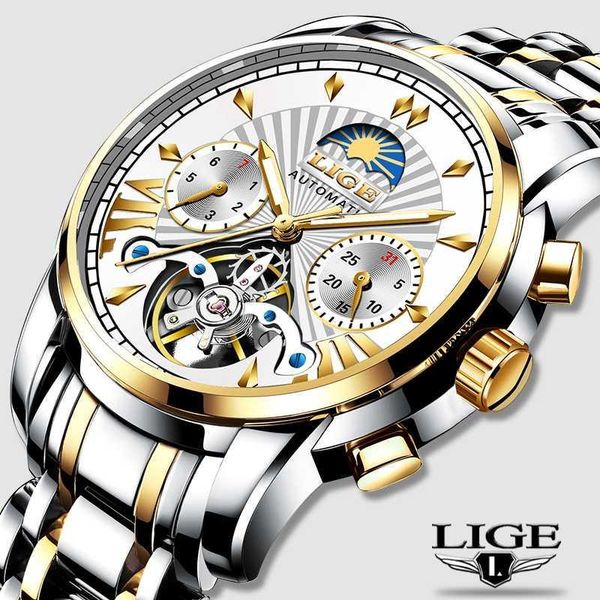 wristwatches lige mens watches tourbillon automatic mechanical business clock gold watch men reloj mecanico de hombres1, Slivery;brown 
wristwatches lige mens watches tourbillon automatic mechanical business clock gold watch men reloj mecanico de hombres1, Slivery;brown