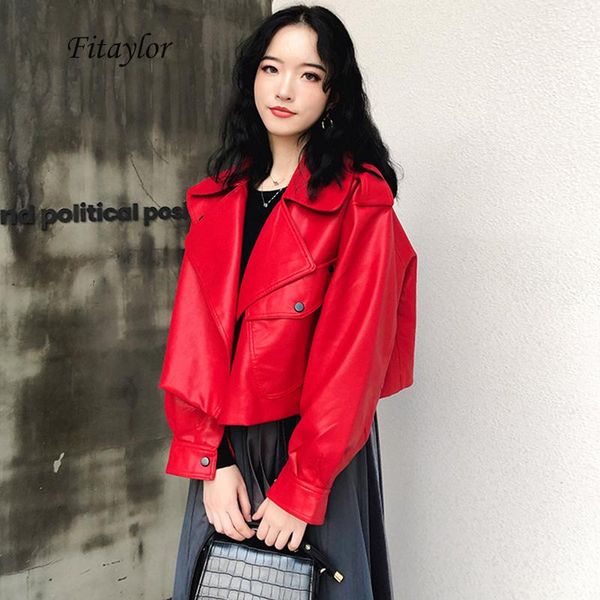 fitaylor autumn women red biker coat faux leather jacket pu motorcycle turndown collar overcoat female loose black punk jacket
fitaylor autumn women red biker coat faux leather jacket pu motorcycle turndown collar overcoat female loose black punk jacket