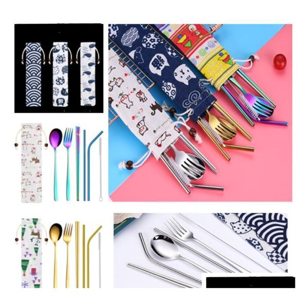 new 7 pieces portable dinnerware straw set korean cutlery set stainless steel tableware set kitchen tools with cloth bag t2i5219
new 7 pieces portable dinnerware straw set korean cutlery set stainless steel tableware set kitchen tools with cloth bag t2i5219