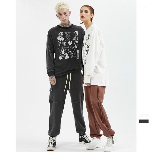 2020 autumn and winter new product wash vintage hand-painted graffiti oversize autumn and winter coupes long sleeve t-shirt1, White;black
2020 autumn and winter new product wash vintage hand-painted graffiti oversize autumn and winter coupes long sleeve t-shirt1, White;black