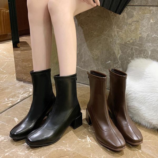 back zip women's mid calf boots round toe boots-women booties ladies low heels booties shoes winter footwear zipper, Black
back zip women's mid calf boots round toe boots-women booties ladies low heels booties shoes winter footwear zipper, Black