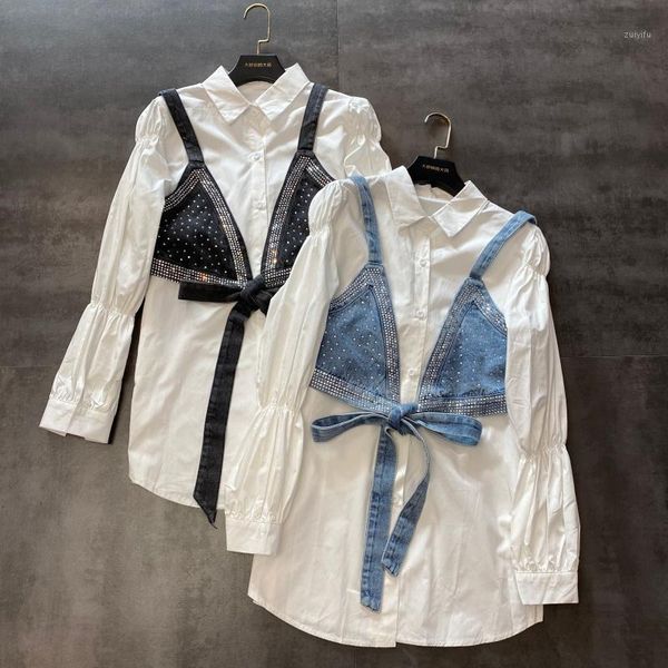 2020 spring new water drill drilled denim bra vest + pleated long sleeve white shirt two piece set women blouses streetwear1
2020 spring new water drill drilled denim bra vest + pleated long sleeve white shirt two piece set women blouses streetwear1
