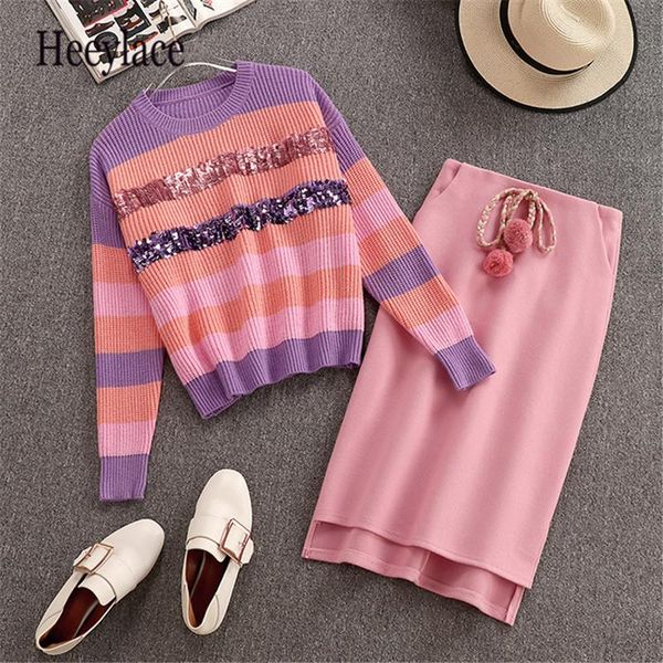 two piece dress winter women 2 pieces set sequins striped sweater+ tweed skirts sets knitted jumper woolen skirt clothes suit, White
two piece dress winter women 2 pieces set sequins striped sweater+ tweed skirts sets knitted jumper woolen skirt clothes suit, White