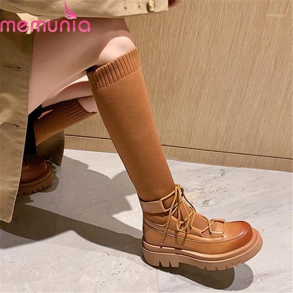 boots memunia 2021 arrival knee high genuine leather thick heels square toe solid color winter women1, Black 
boots memunia 2021 arrival knee high genuine leather thick heels square toe solid color winter women1, Black