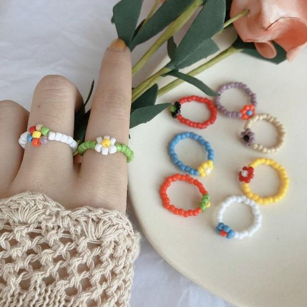 cluster rings fashion women trendy korean style handmade multi-color small flowers rice beads ring girl jewelry stretch weave, Golden;silver
cluster rings fashion women trendy korean style handmade multi-color small flowers rice beads ring girl jewelry stretch weave, Golden;silver