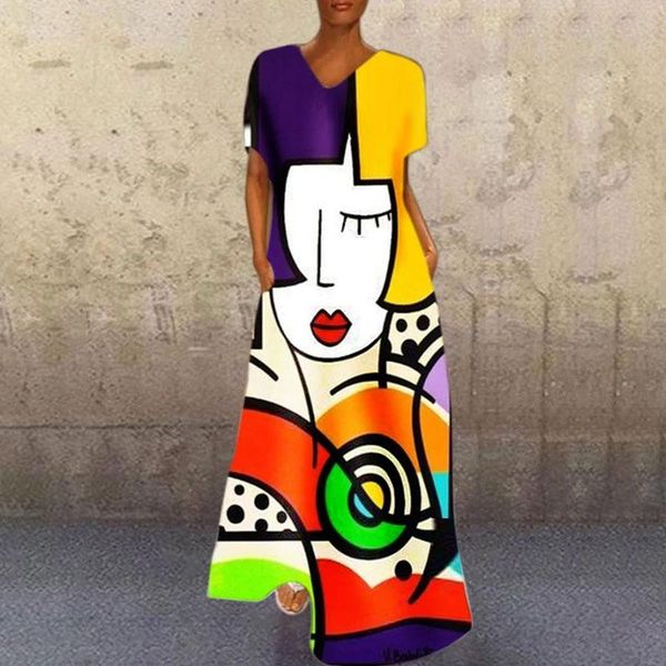 party dresses a-line short sleeve print vintage portrait v neck long dress causal mulitcolor patchwork loose, White;black
party dresses a-line short sleeve print vintage portrait v neck long dress causal mulitcolor patchwork loose, White;black