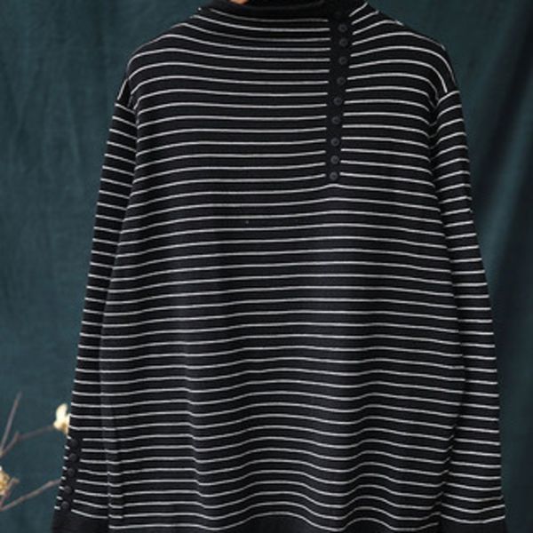 19 new korean style casual autumn and winter diagonal button sweater underpack lower package lower packagehigh collar striped sweater with w, White
19 new korean style casual autumn and winter diagonal button sweater underpack lower package lower packagehigh collar striped sweater with w, White