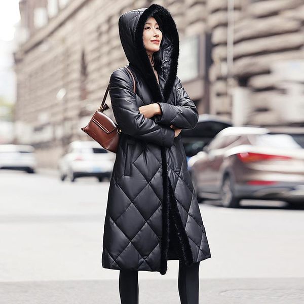 real sheepskin leather jackets women 90% white duck down women's down jackets collar hooded coat female abrigos zjt2073, Black
real sheepskin leather jackets women 90% white duck down women's down jackets collar hooded coat female abrigos zjt2073, Black