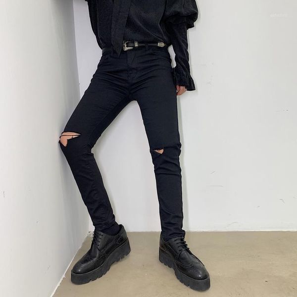 men black slim fit hole ripped jeans trousers male women punk gothic streetwear fashion hip hop skinny denim pencil pant1, Blue
men black slim fit hole ripped jeans trousers male women punk gothic streetwear fashion hip hop skinny denim pencil pant1, Blue