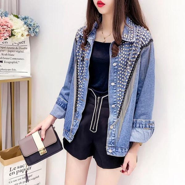 fashion autumn and winter new tassel heavy industry diamond studded long sleeve loose loose denim jacket1, Black;brown
fashion autumn and winter new tassel heavy industry diamond studded long sleeve loose loose denim jacket1, Black;brown