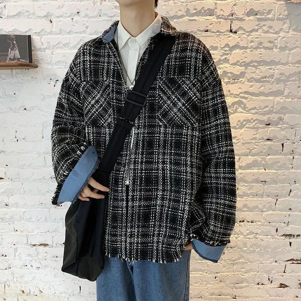 2021 korean men's plaid printing coats loose casual long sleeves shirts camisa masculina streetwear mens clothes fashion shirts, White;black
2021 korean men's plaid printing coats loose casual long sleeves shirts camisa masculina streetwear mens clothes fashion shirts, White;black