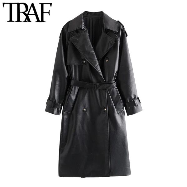 traf women fashion with belt double breasted faux leather trench coat vintage long sleeve female outerwear chic overcoat 201031, Tan;black
traf women fashion with belt double breasted faux leather trench coat vintage long sleeve female outerwear chic overcoat 201031, Tan;black