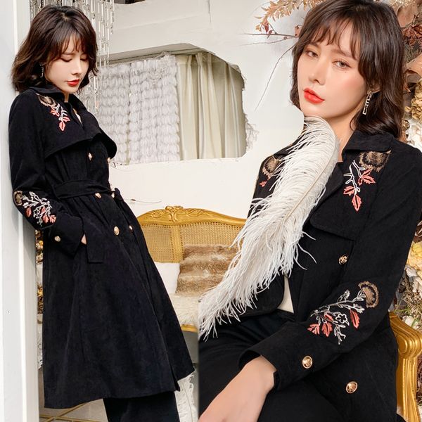 2021 female autumn trench coat england style woman's blouse ladies'jacket lady of the embroidered office outwear whxn, Black;brown
2021 female autumn trench coat england style woman's blouse ladies'jacket lady of the embroidered office outwear whxn, Black;brown