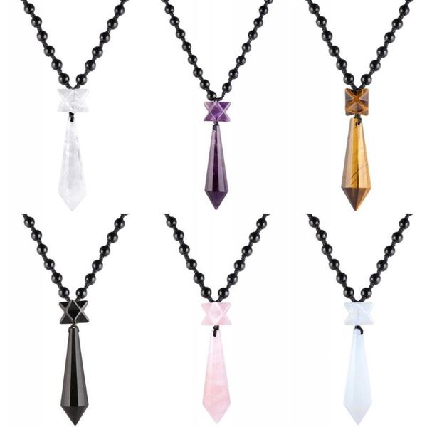 tumbeelluwa healing crystal merkaba point pendant necklace with beads chain adjustable,chakra gem stone pendulum dowsing jewelry, Silver
tumbeelluwa healing crystal merkaba point pendant necklace with beads chain adjustable,chakra gem stone pendulum dowsing jewelry, Silver