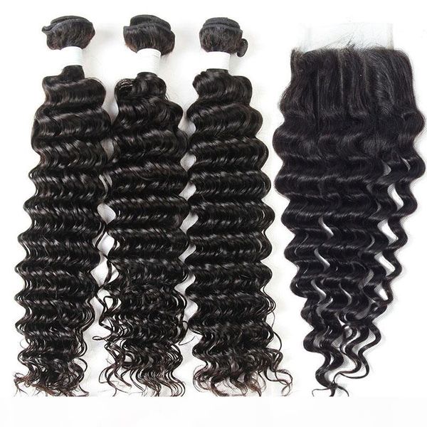 cambodian deep wave curly virgin human hair weaves 3 bundles with lace closure unprocessed remy hair extensions natural color can bleach dye, Black
cambodian deep wave curly virgin human hair weaves 3 bundles with lace closure unprocessed remy hair extensions natural color can bleach dye, Black