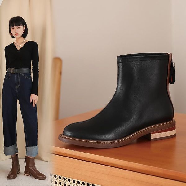 boots women's ankle natural leather shoes plus size autumn and winter warm back zipper short plush lining, Black
boots women's ankle natural leather shoes plus size autumn and winter warm back zipper short plush lining, Black