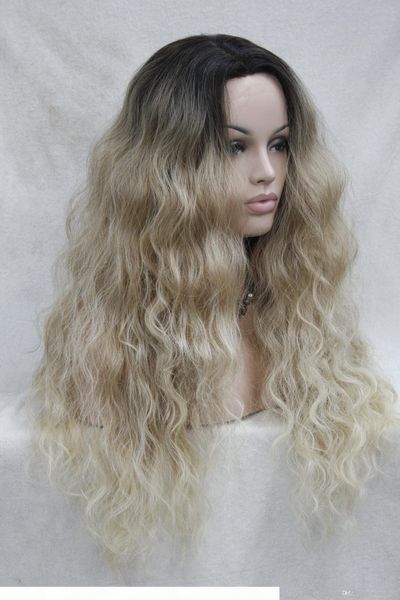 hivision quality good synthetic black root to blonde ombre lace front wig long wavy wigs
hivision quality good synthetic black root to blonde ombre lace front wig long wavy wigs