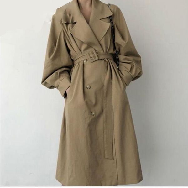 spring 2021 woman khaki long trench coat british style vintage puff sleeve long dust coat elegant waist bandage windbreaker, Tan;black
spring 2021 woman khaki long trench coat british style vintage puff sleeve long dust coat elegant waist bandage windbreaker, Tan;black