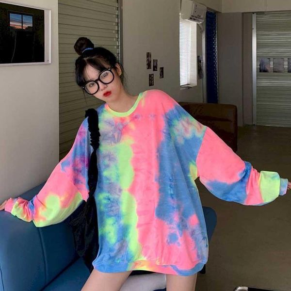 women's hoodies & sweatshirts o-neck pullover sweater woman korean loose tie-dye autumn student ins lazy fashion all-match 2021 sweatsh, Black
women's hoodies & sweatshirts o-neck pullover sweater woman korean loose tie-dye autumn student ins lazy fashion all-match 2021 sweatsh, Black