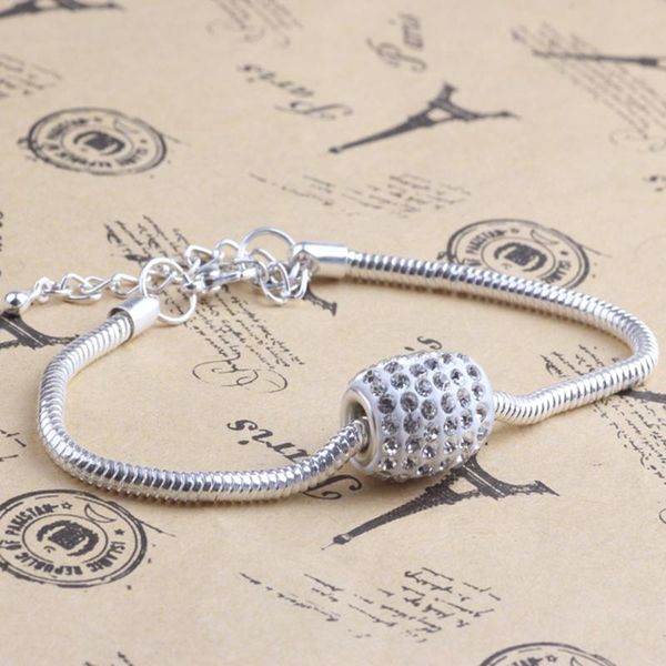 link, chain silver plated lobster clasp link bracelets fashion snake with rugby charm beads, Black
link, chain silver plated lobster clasp link bracelets fashion snake with rugby charm beads, Black