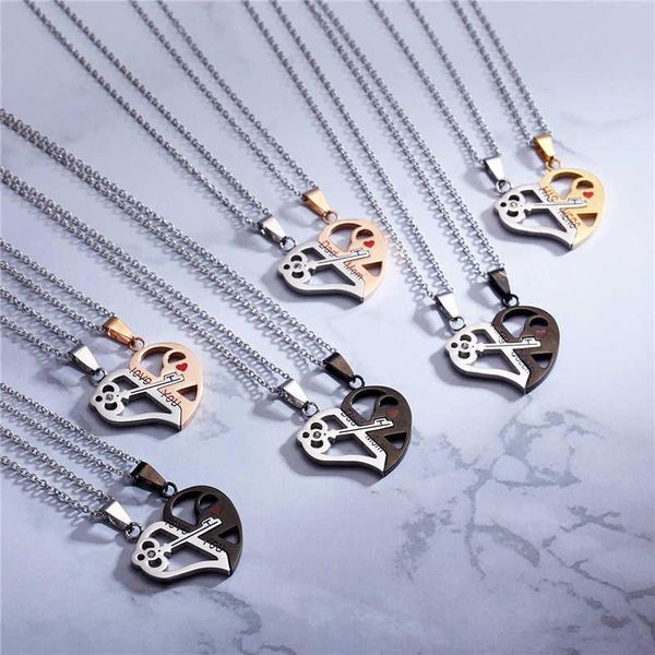 titanium steel 2pcs his and hers love heart lock & key couple pendant necklace, Silver
titanium steel 2pcs his and hers love heart lock & key couple pendant necklace, Silver