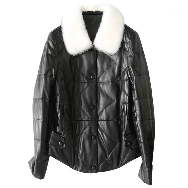 women genuine leather jacket natural collar 2020 short real sheepskin coat female warm winter down coats djn6661, Black
women genuine leather jacket natural collar 2020 short real sheepskin coat female warm winter down coats djn6661, Black