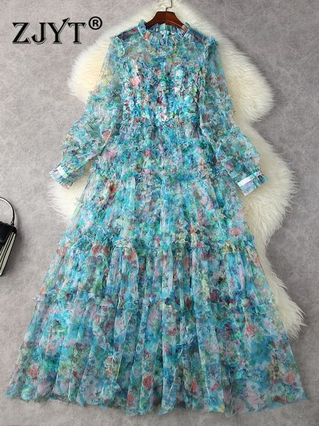 runway spring luxury ruffle floral print mesh long maxi party dresses for women elegant evening prom vestidos holiday beach robe, Black
runway spring luxury ruffle floral print mesh long maxi party dresses for women elegant evening prom vestidos holiday beach robe, Black