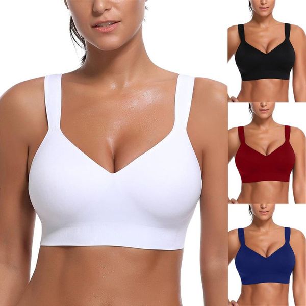 women v-neck bra without underwire solid comfort sports yoga traceless camisole underwear bra sports bras female cropped, White;black
women v-neck bra without underwire solid comfort sports yoga traceless camisole underwear bra sports bras female cropped, White;black
