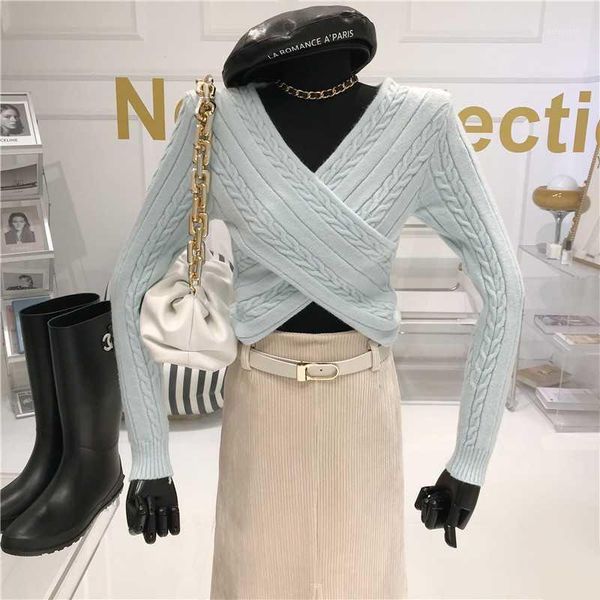 design sense cross v-neck knit bottoming shirt women's 2020 autumn and winter new careful machine slim short sweater1, White;black
design sense cross v-neck knit bottoming shirt women's 2020 autumn and winter new careful machine slim short sweater1, White;black