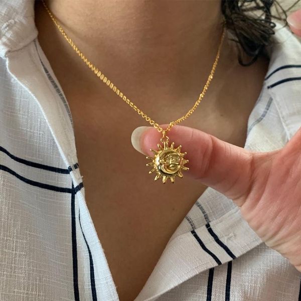 pendant necklaces retro sun moon necklace forwomen gold stainless steel chain fashion jewelry friend gifts bff collier femme, Silver
pendant necklaces retro sun moon necklace forwomen gold stainless steel chain fashion jewelry friend gifts bff collier femme, Silver