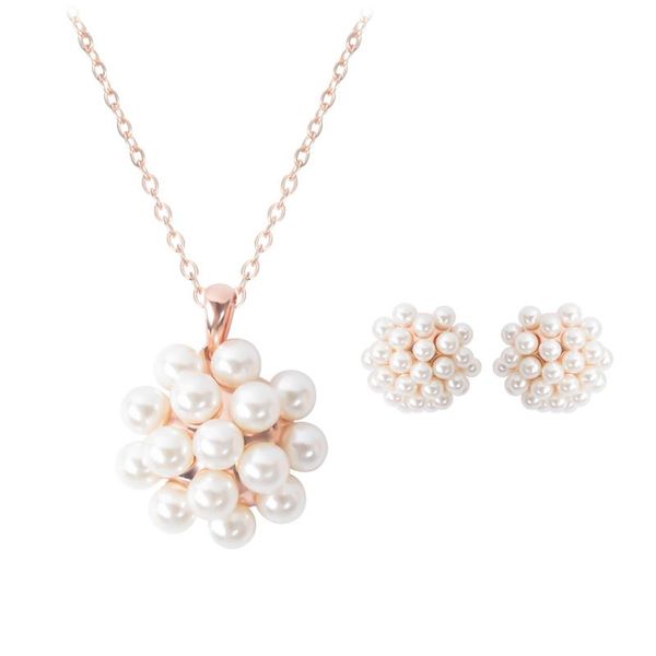 2 Piece Set Rose Gold Necklace Earrings Creative Pure Stimulated Pearl Ball Jewelry Fashion Trendy Gift for Women Lover, Silver
2 Piece Set Rose Gold Necklace Earrings Creative Pure Stimulated Pearl Ball Jewelry Fashion Trendy Gift for Women Lover, Silver