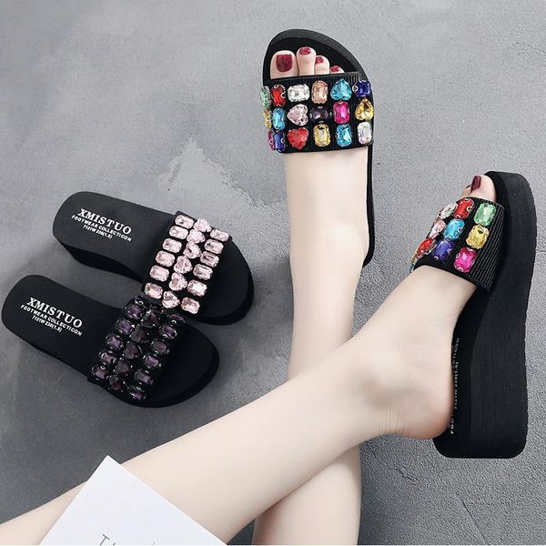 slipper 2021 cool slippers heavy bottom slope shoes colorful rhinestone girls open toe princess parent child 33-42#, Black;grey
slipper 2021 cool slippers heavy bottom slope shoes colorful rhinestone girls open toe princess parent child 33-42#, Black;grey