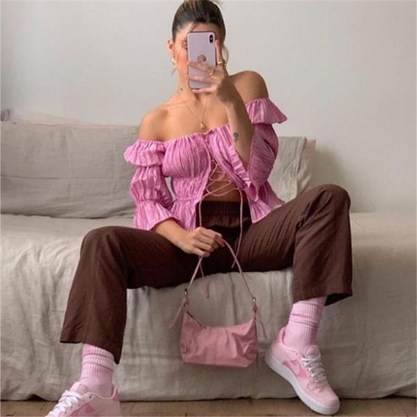 lady spring fall blouses long sleeves front bandage solid color elastic square collar exposed navel tosp wear women shirts, White
lady spring fall blouses long sleeves front bandage solid color elastic square collar exposed navel tosp wear women shirts, White