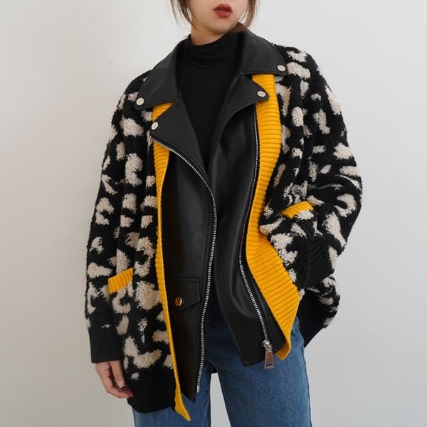 runway leather leopard jacket women zipper pocket loose autumn coat turn down collar patchwork lamb wool outwear oversized a147 201109, Black;brown
runway leather leopard jacket women zipper pocket loose autumn coat turn down collar patchwork lamb wool outwear oversized a147 201109, Black;brown