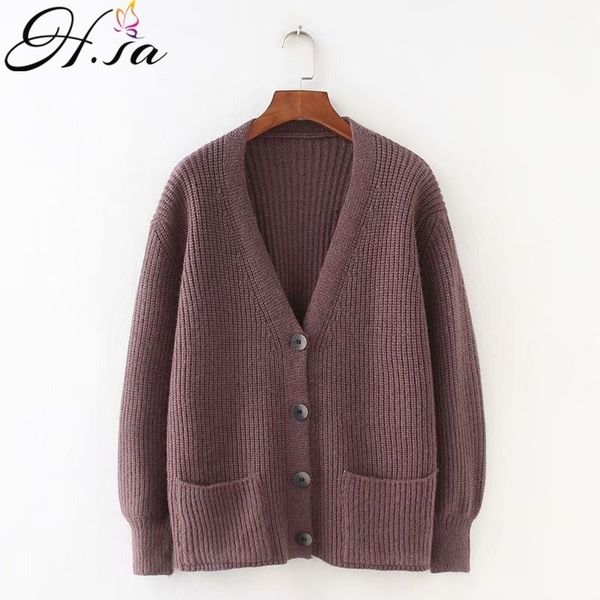 h.sa women cardigans sweater v neck solid loose knitwear single breasted casual knit cardigan outwear winter jacket coat 201119, White;black
h.sa women cardigans sweater v neck solid loose knitwear single breasted casual knit cardigan outwear winter jacket coat 201119, White;black