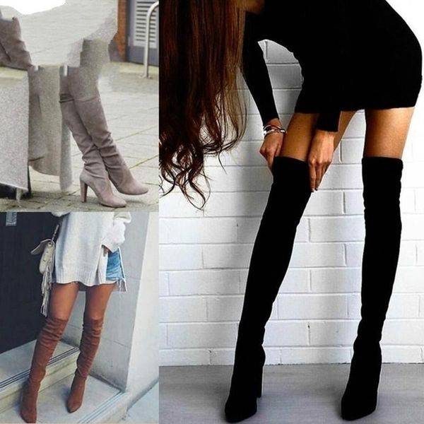 boots 2021 flock leather women over the knee lace up high heels autumn woman shoes winter size 34-43, Black
boots 2021 flock leather women over the knee lace up high heels autumn woman shoes winter size 34-43, Black