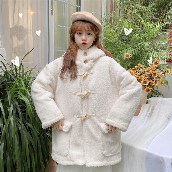 women's fur & faux lucyever beige hooded coat women winter warm thick plush jacket woman sweet school style casual loose furry outwear, Black
women's fur & faux lucyever beige hooded coat women winter warm thick plush jacket woman sweet school style casual loose furry outwear, Black