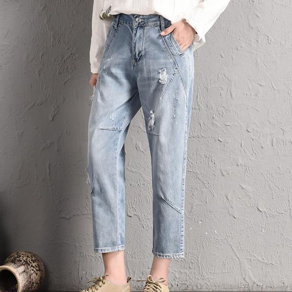 female loose and slim korean version elastic large size -5xl hole nine points jeans waist student beg har harem pants, Blue
female loose and slim korean version elastic large size -5xl hole nine points jeans waist student beg har harem pants, Blue