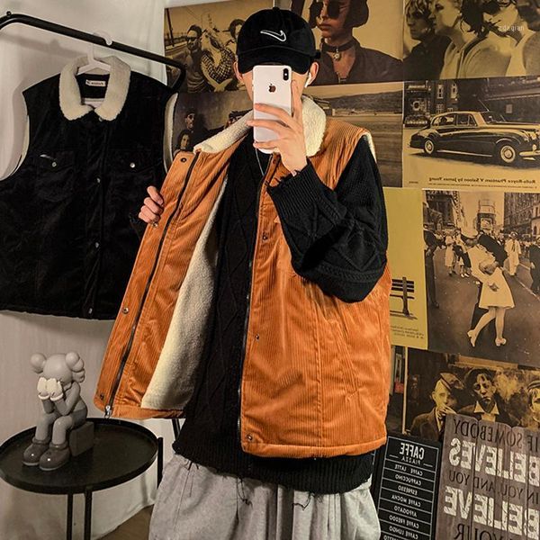 men's vests lamb wool thicken vest sleeveless casual loose streetwear plus size winter parka jaqueta masculina men clothing de50mbx1, Black;white
men's vests lamb wool thicken vest sleeveless casual loose streetwear plus size winter parka jaqueta masculina men clothing de50mbx1, Black;white