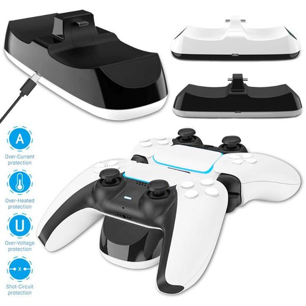 for ps5 dualsense 5 wireless double controller abs plastic joypad charging docking station holds 2 controllers
for ps5 dualsense 5 wireless double controller abs plastic joypad charging docking station holds 2 controllers
