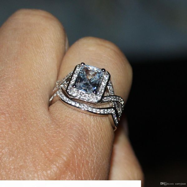 4ct princess cut luxury jewelry 10kt white gold filled z cz diamond diamonique wedding engagement rings set for women, Slivery;golden
4ct princess cut luxury jewelry 10kt white gold filled z cz diamond diamonique wedding engagement rings set for women, Slivery;golden