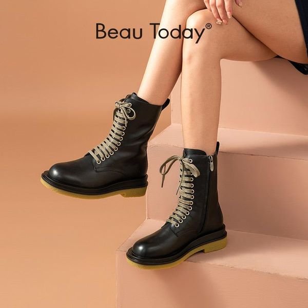 boots beautoday mid-calf women genuine cow leather side zip lace up female platform lady autumn winter shoes handmade 03517, Black
boots beautoday mid-calf women genuine cow leather side zip lace up female platform lady autumn winter shoes handmade 03517, Black