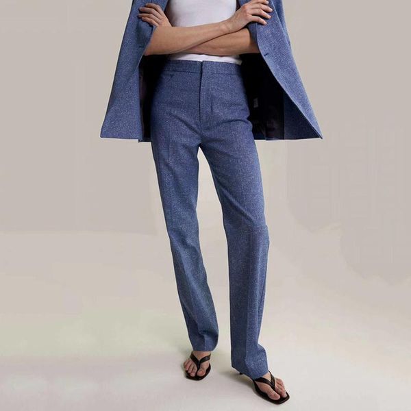 2021 autumn and winter new mixed color stretch cotton and linen blended straight suit pants women's fashion all-match trousers, Black;white
2021 autumn and winter new mixed color stretch cotton and linen blended straight suit pants women's fashion all-match trousers, Black;white